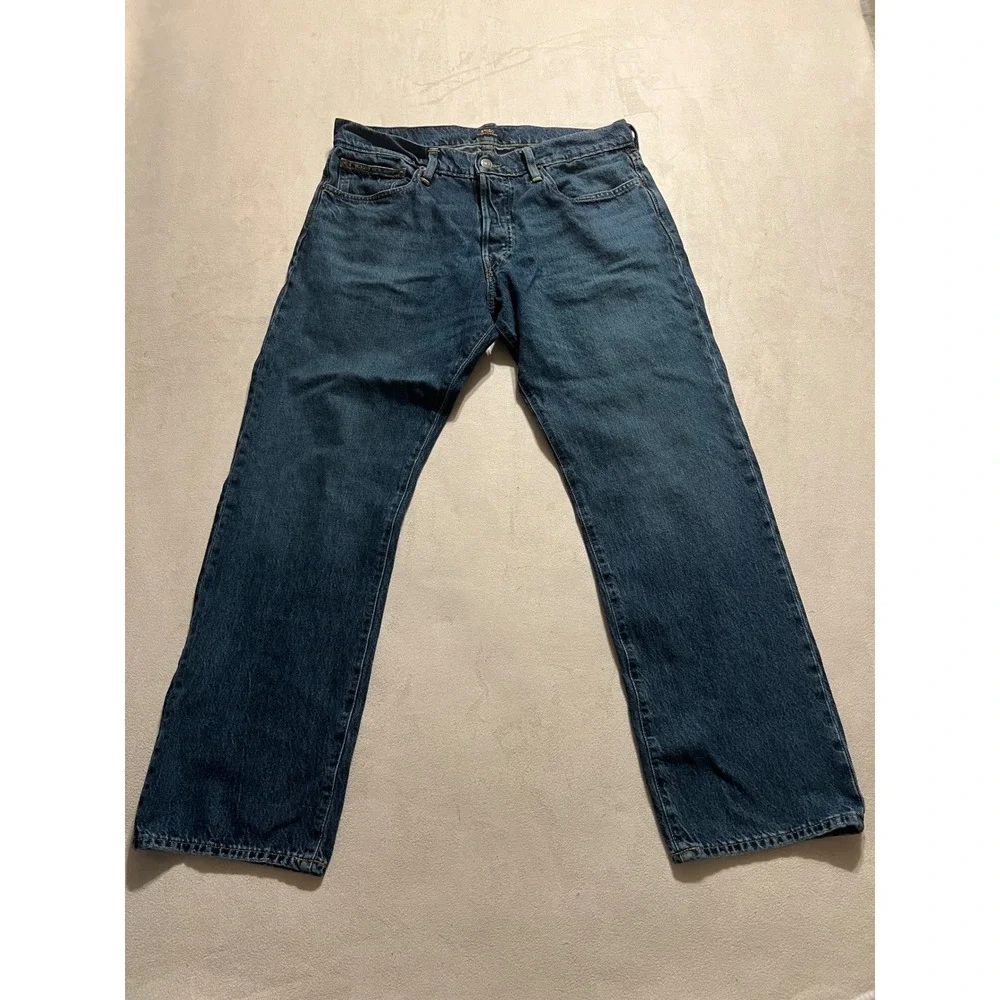 Polo Ralph Lauren Classic Fit Mens Blue Denim Button Fly Jeans 33x30